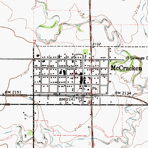 Topographic Map of McCracken Community Center, KS