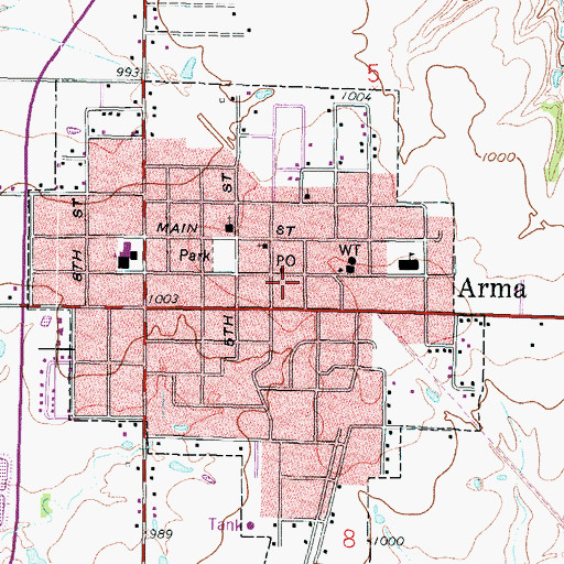 Topographic Map of Arma Community Center, KS