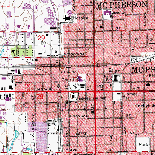 Topographic Map of McPherson Family YMCA, KS