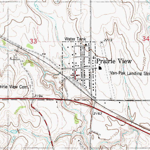 Topographic Map of Prairie View Senior Citizens Community Center, KS