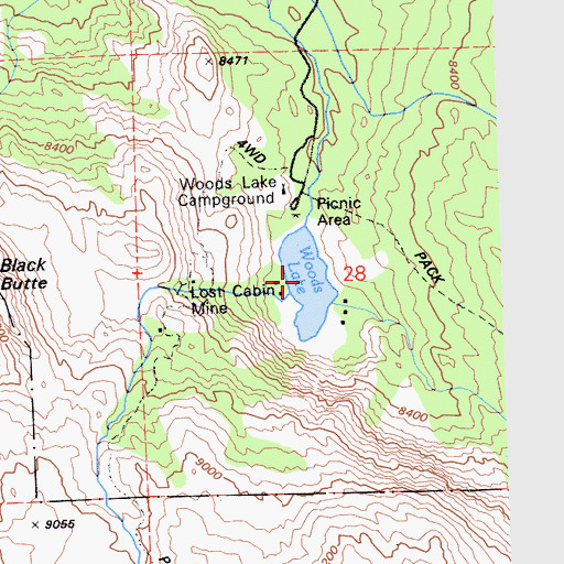 Topographic Map of Woods Lake, CA