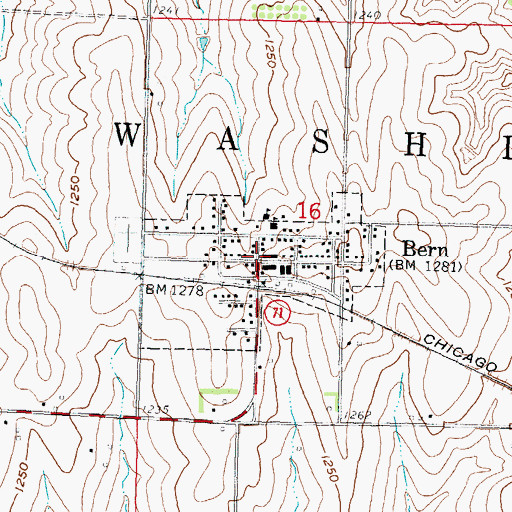 Topographic Map of Bern City Hall, KS