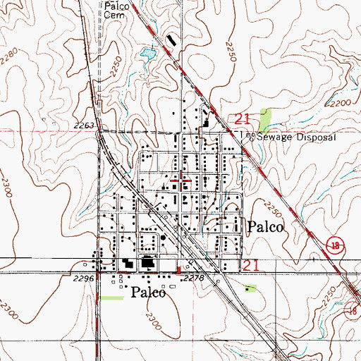 Topographic Map of Palco City Hall, KS