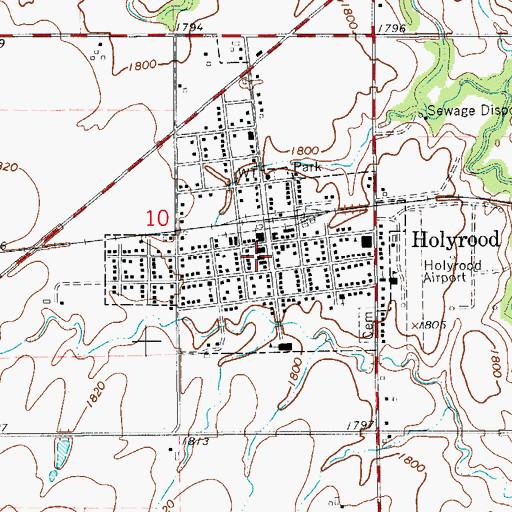 Topographic Map of Holyrood City Hall, KS
