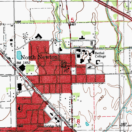 Topographic Map of North Newton City Hall, KS
