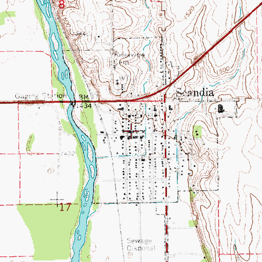 Topographic Map of Scandia City Hall, KS