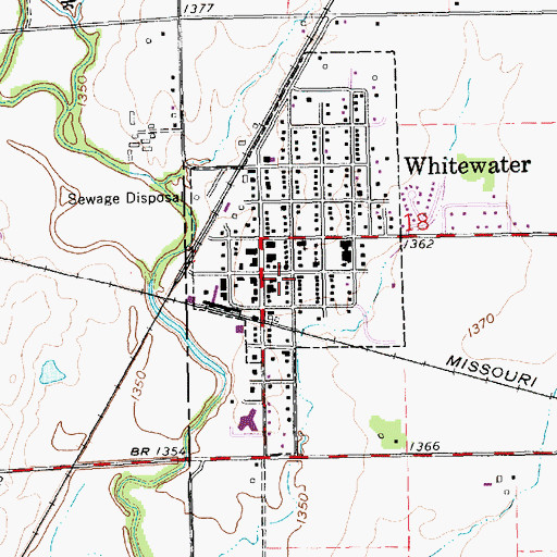 Topographic Map of Whitewater City Hall, KS