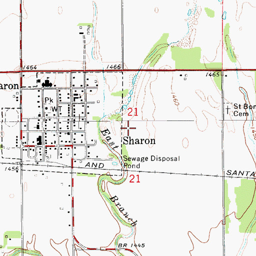 Topographic Map of Sharon Wastewater Plant, KS