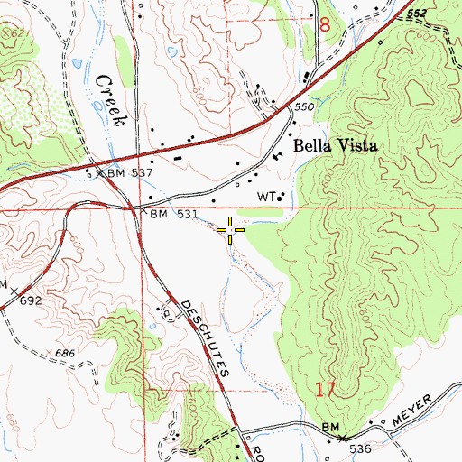 Topographic Map of Yank Creek, CA