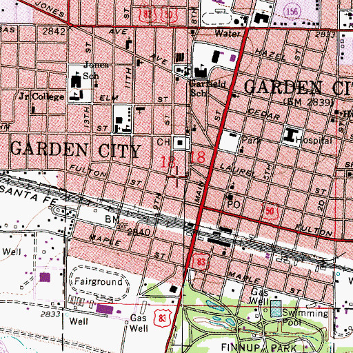 Topographic Map of Garden City Administrative Center, KS
