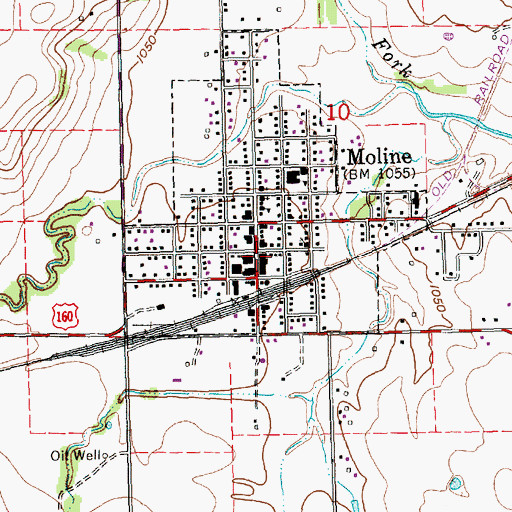 Topographic Map of Moline City Hall, KS