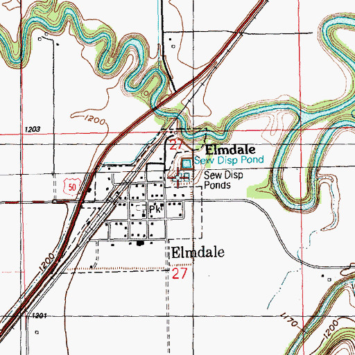 Topographic Map of Elmdale Wastewater Plant, KS