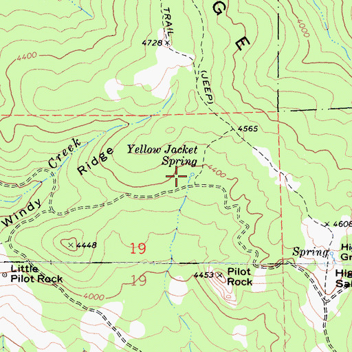 Topographic Map of Yellow Jacket Spring, CA