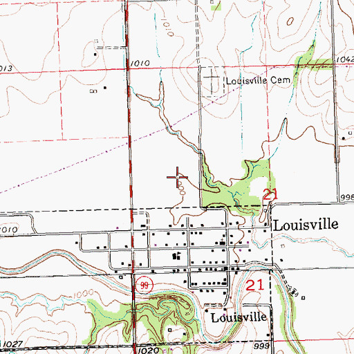 Topographic Map of Louisville Wastewater Plant, KS
