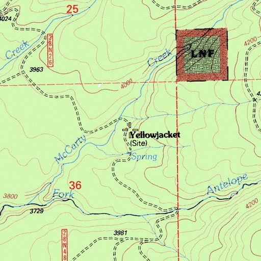 Topographic Map of Yellowjacket, CA