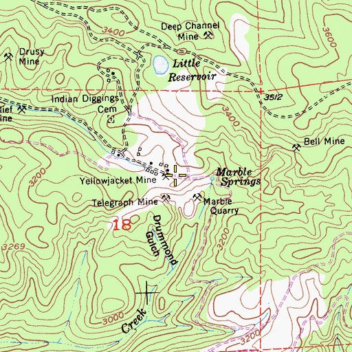 Topographic Map of Yellowjacket Mine, CA