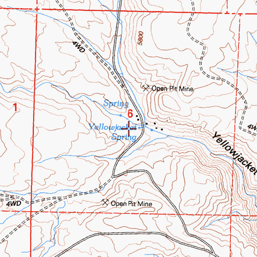 Topographic Map of Yellowjacket Spring, CA