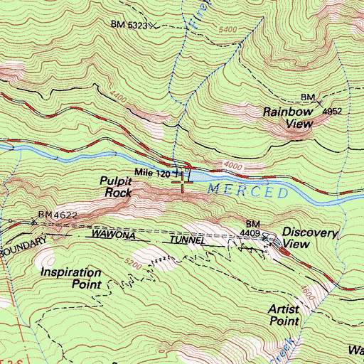 Topographic Map of Yosemite Valley, CA