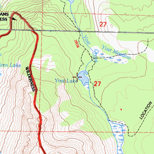Topographic Map of Yost Lake, CA