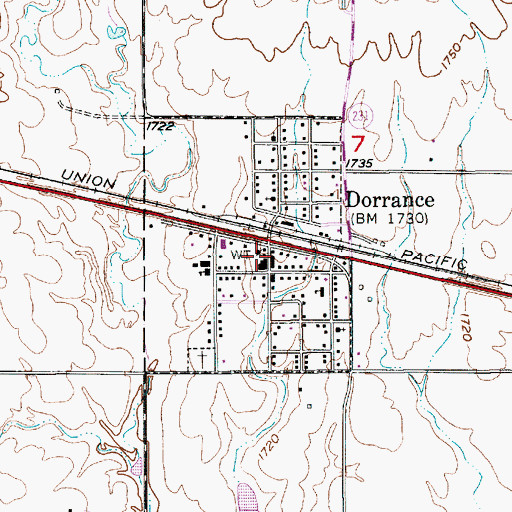 Topographic Map of Dorrance Post Office, KS
