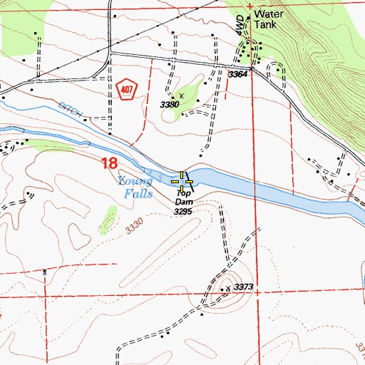 Topographic Map of Young Falls, CA
