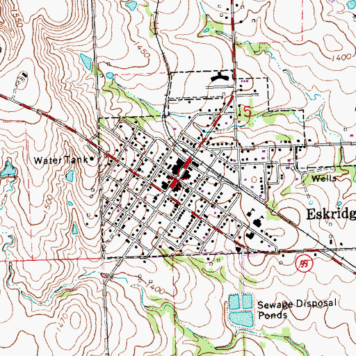 Topographic Map of Eskridge Post Office, KS