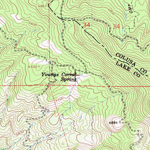 Topographic Map of Youngs Corral Spring, CA