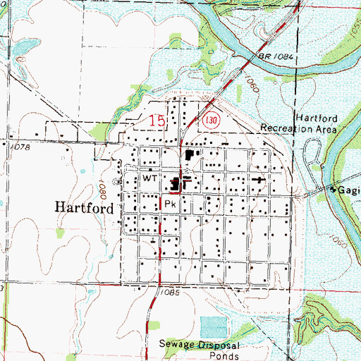 Topographic Map of Hartford Post Office, KS