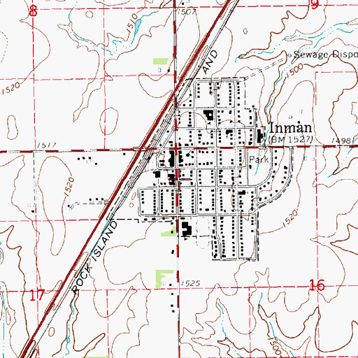 Topographic Map of Inman Post Office, KS