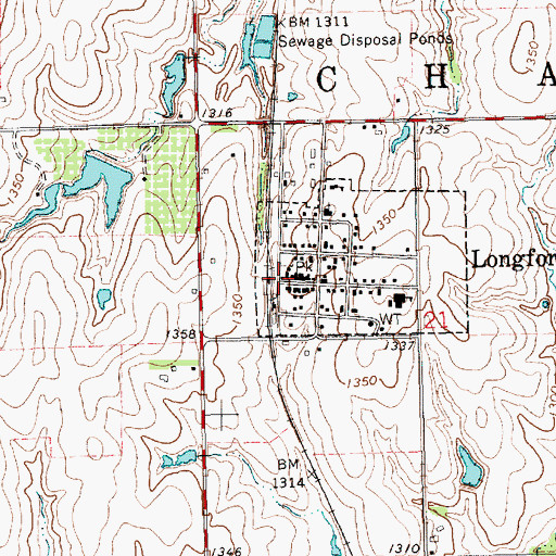 Topographic Map of Longford Post Office, KS