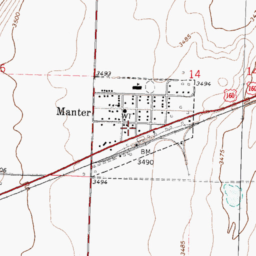 Topographic Map of Manter Post Office, KS