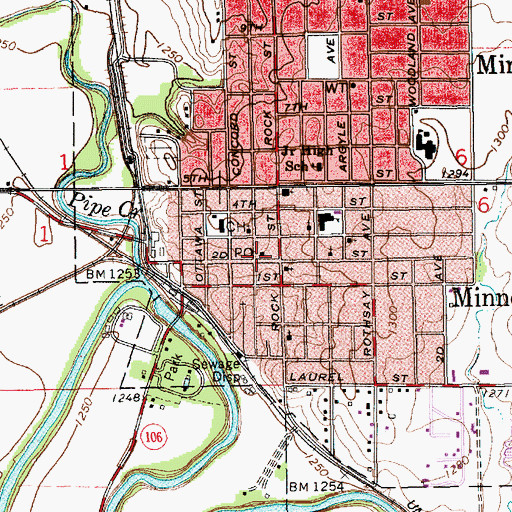 Topographic Map of Minneapolis Post Office, KS