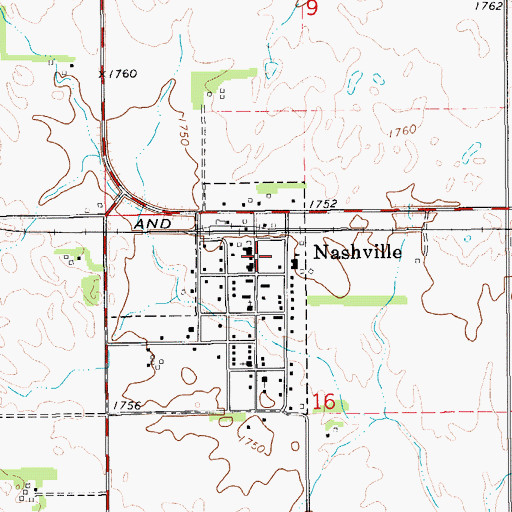 Topographic Map of Nashville Post Office, KS