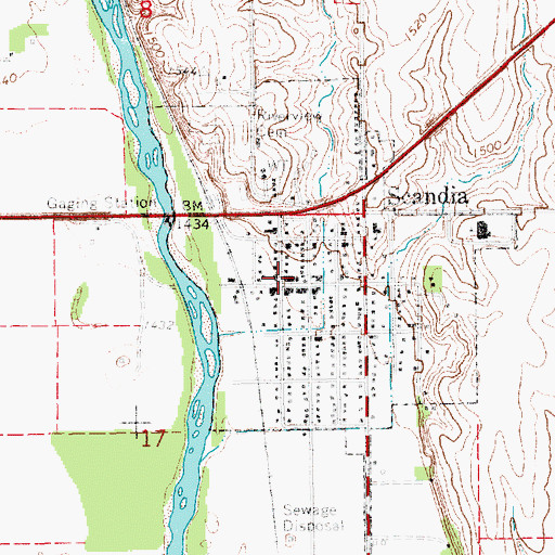 Topographic Map of Scandia Post Office, KS