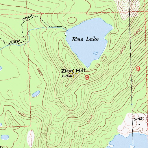 Topographic Map of Zion Hill, CA