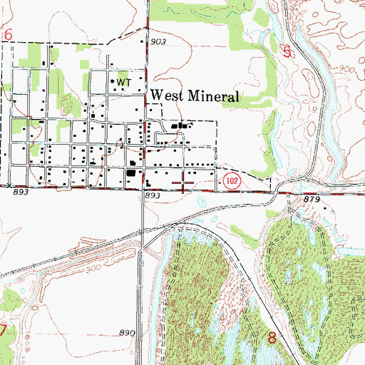 Topographic Map of West Mineral Post Office, KS