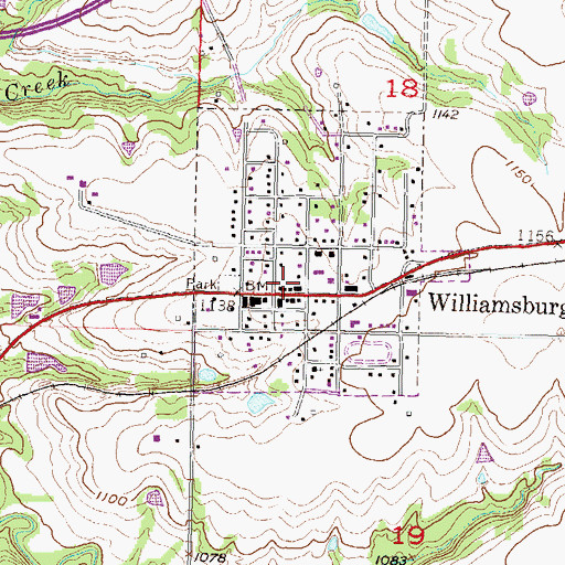 Topographic Map of Williamsburg Post Office, KS