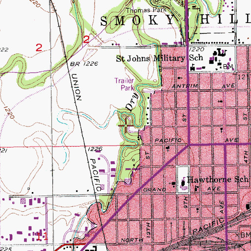 Topographic Map of Del - Ray Mobile Estates, KS