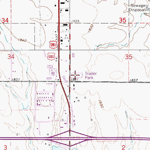 Topographic Map of Dumler Mobile Home Estates, KS