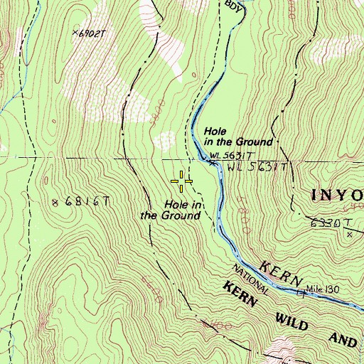 Topographic Map of Hole-in-the Ground, CA