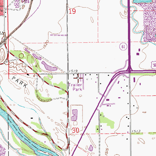 Topographic Map of Melody Acres Mobile Home Park, KS