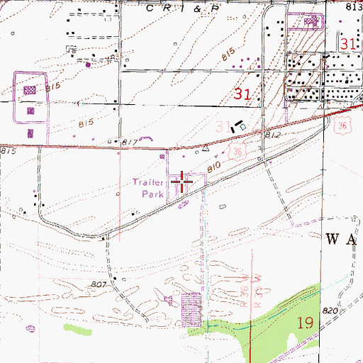 Topographic Map of Sunflower Village Mobile Home Park, KS
