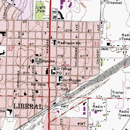 Topographic Map of Downtown Mobile Home Park, KS