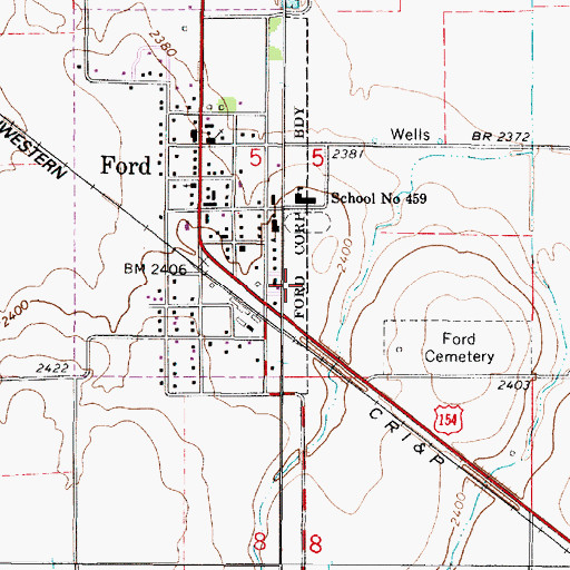Topographic Map of Prairie Acre Mobile Home Park, KS