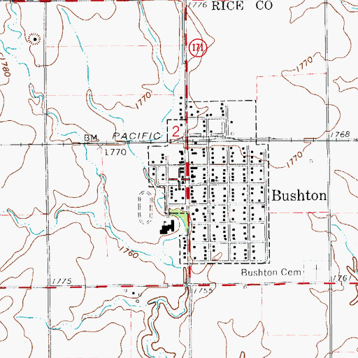 Topographic Map of Bushton Museum, KS