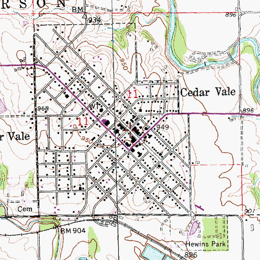 Topographic Map of Cedar Vale Museum, KS