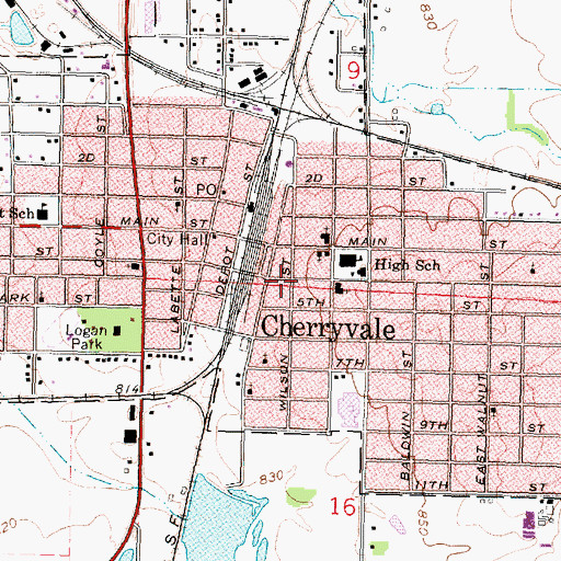 Topographic Map of Cherryvale Museum, KS