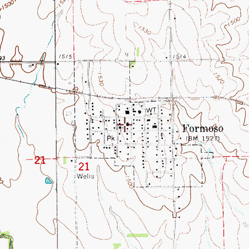 Topographic Map of Formoso City Hall, KS