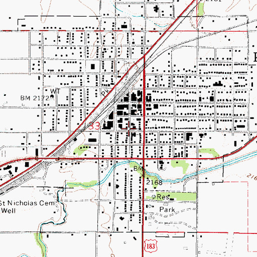 Topographic Map of Kinsley City Hall, KS