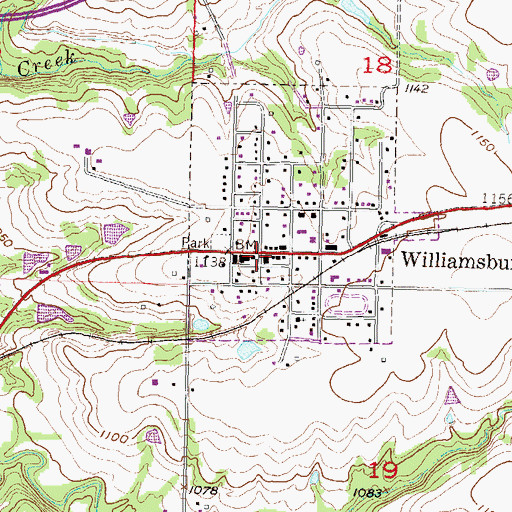 Topographic Map of Williamsburg City Hall, KS